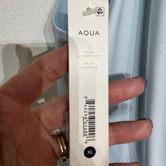 Aqua Light Blue Shoulder Asymmetric Midi Dress Sz XL NWT - Picture 7 of 12